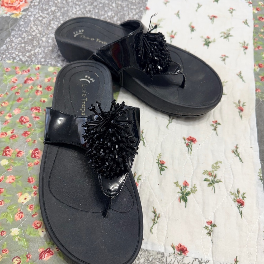 BareTraps Black Beaded Women's Sandals